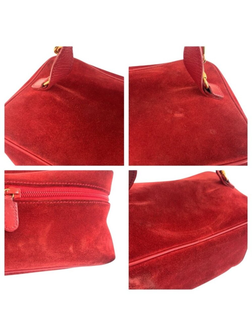 Gucci Horsebit Red Gold Suede 032 Handbag Vanity Bag - Picture 6 of 9